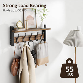 Optish shelf with five coat hooks provides quick storage for coats and bags
