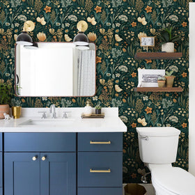 Orainege cabinet and table makeover with floral print