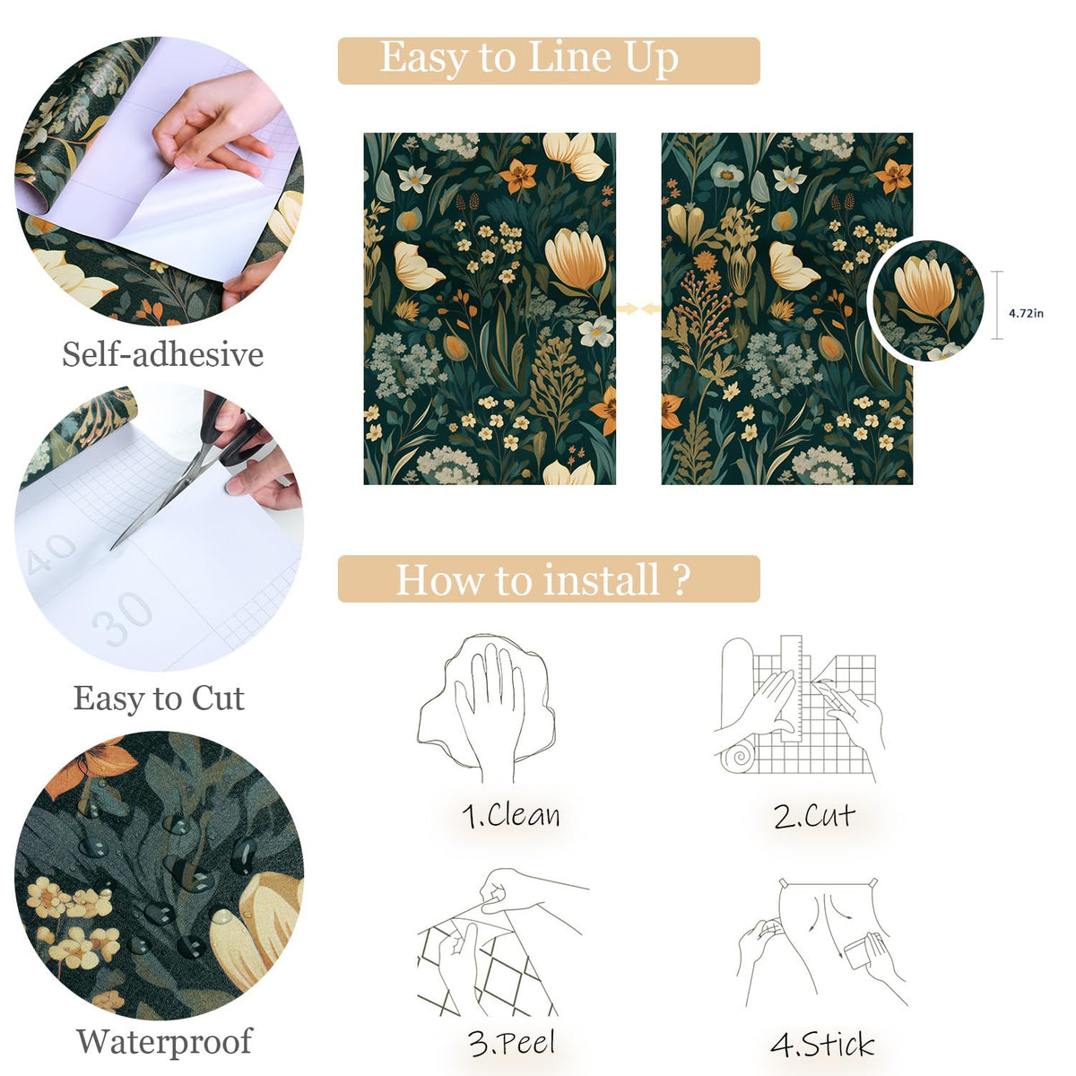 Orainege durable waterproof wallpaper for bathrooms