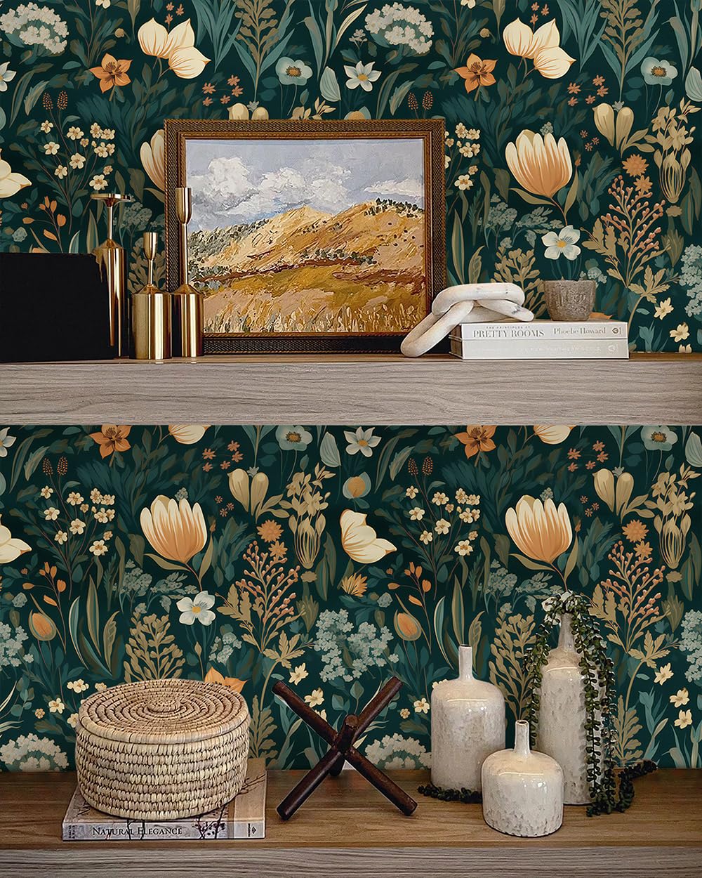 Orainege flower wallpaper removable with no residue