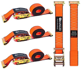 ORANGEE e-track ratchet strap 4500lb bright neon for easy cargo securing.