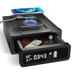 ORARAER biometric gun safe front view shows sturdy construction for home security