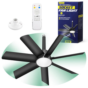 Orbecco 28in socket fan light front view for versatile cooling and lighting