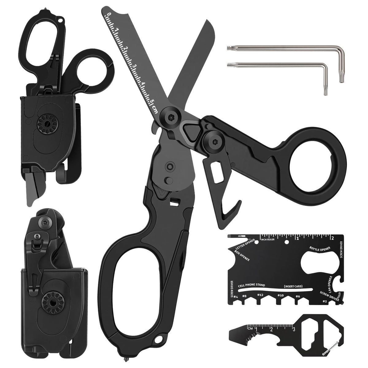 OrbitShell 6-in-1 trauma shears folded for compact carry.