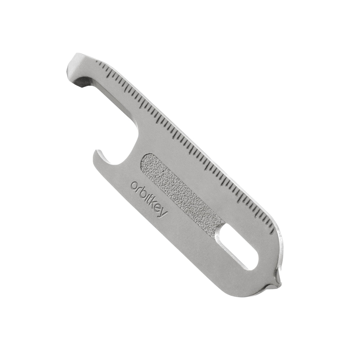 Orbitkey Multi-Tool V2 silver close-up showing compact design for everyday carry