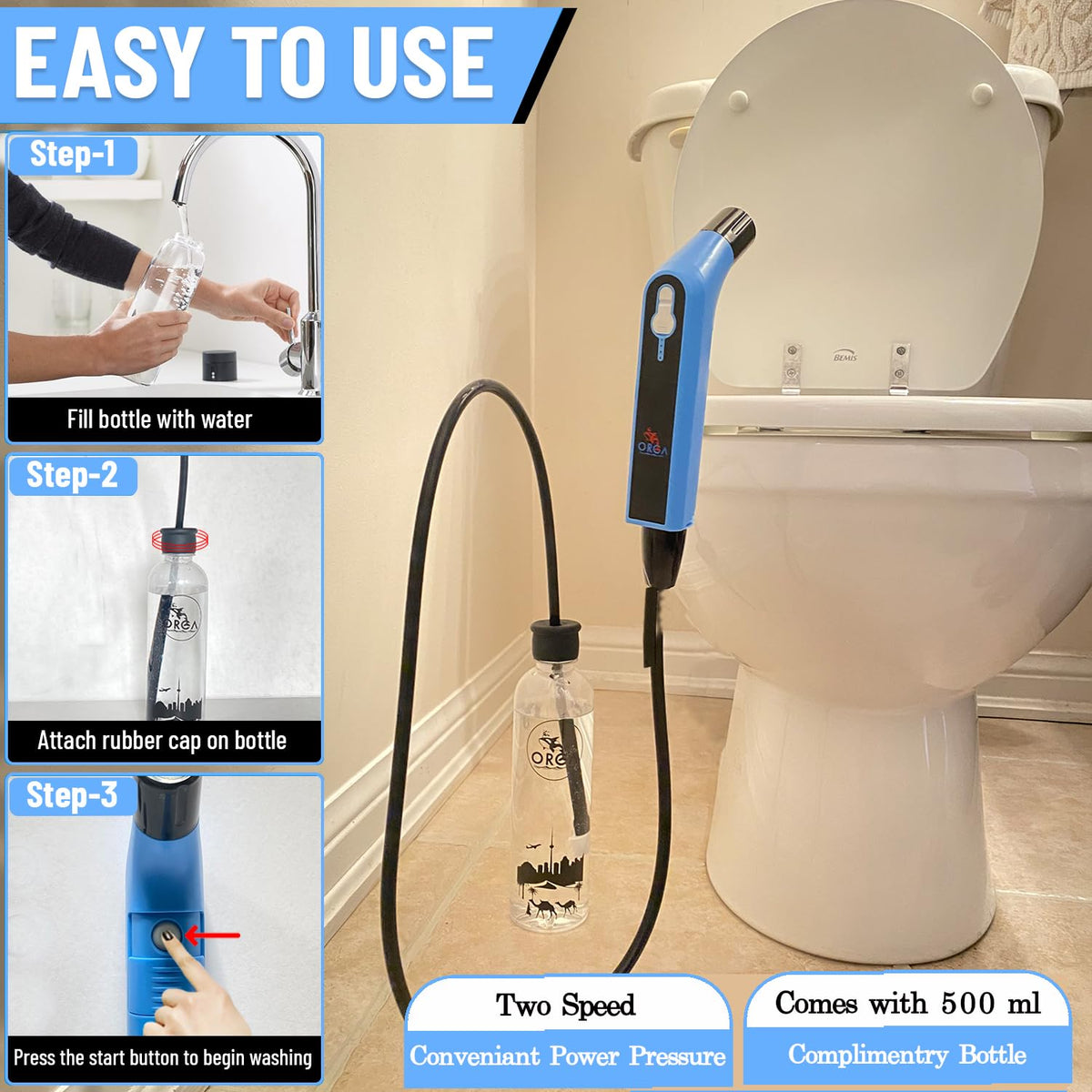Orca Bidet silicone nozzle fits many bottles for secure sprays