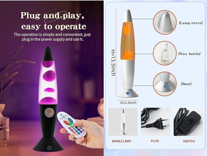 ORDERSOON magma lamp with remote control highlighting convenient color mode changes