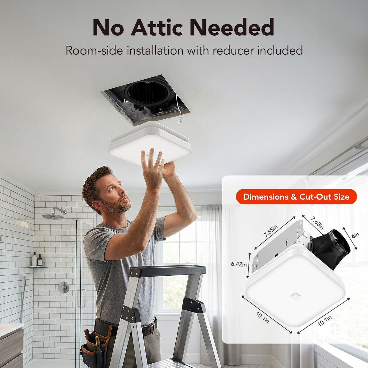 OREiN 110 CFM ventilation provides strong moisture removal for mid-size bathrooms.
