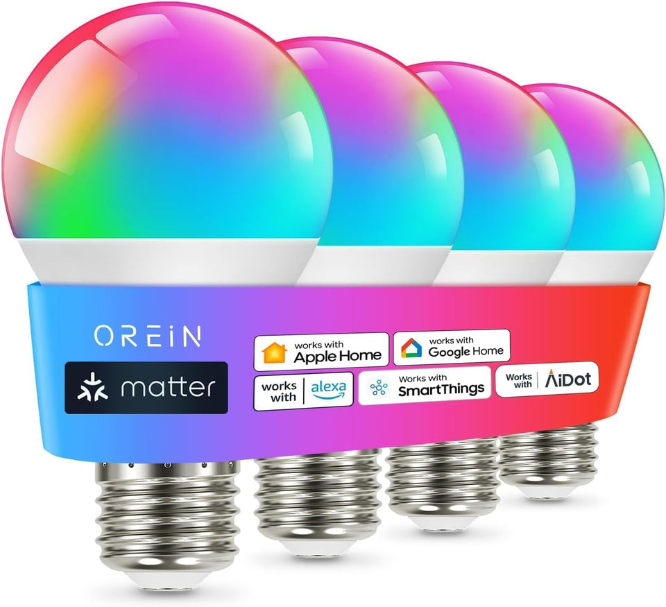 OREiN Matter smart light bulb with QR setup for easy pairing