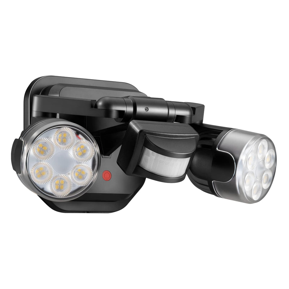 OREiN motion sensor outdoor light front view with dual heads for wide coverage