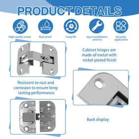 Oreutkd nickel-plated cabinet hinge resists rust for durable performance