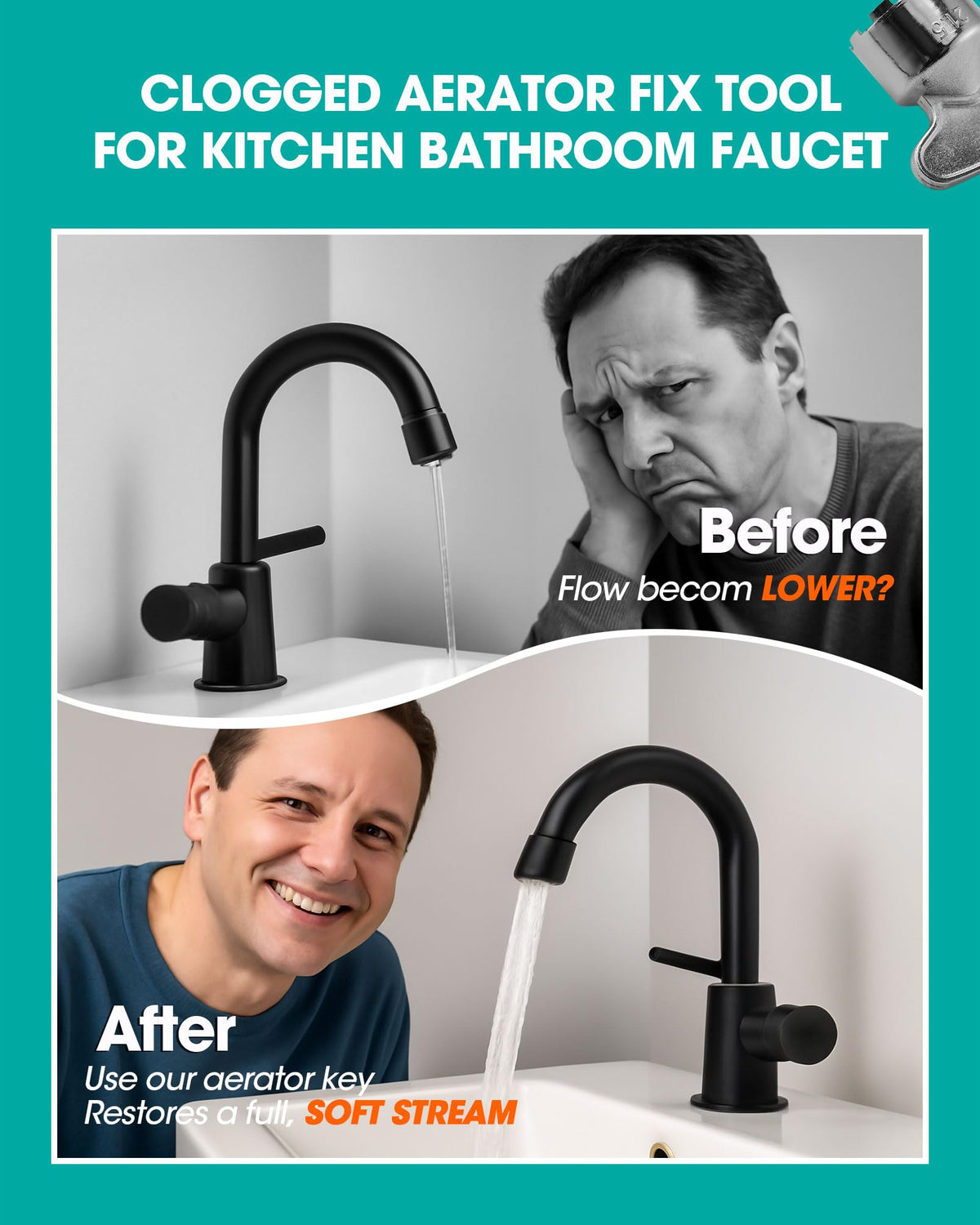 OrgCreator stainless steel keys enable safe, damage-free aerator removal.