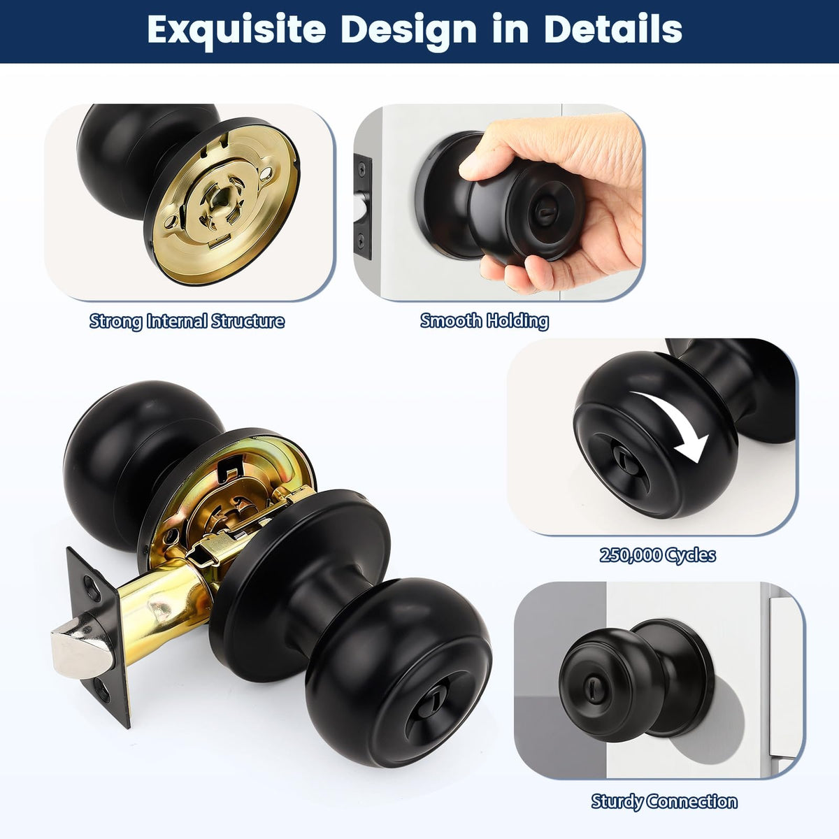 Orger matte black latch adjustment closeup demonstrates adaptable fit for standard doors.