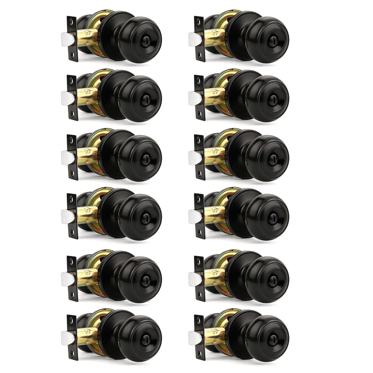 Orger matte black privacy door knobs front view for stylish interior door security.