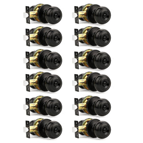 Orger matte black privacy door knobs front view for stylish interior door security.
