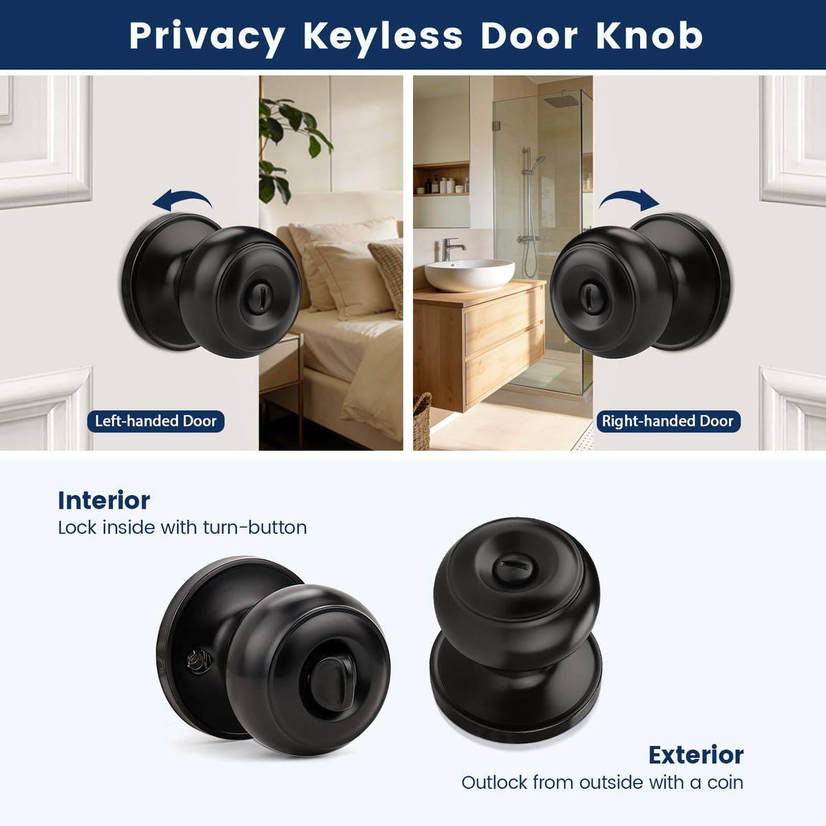 Orger matte black reversible design image demonstrates left or right handed door compatibility.
