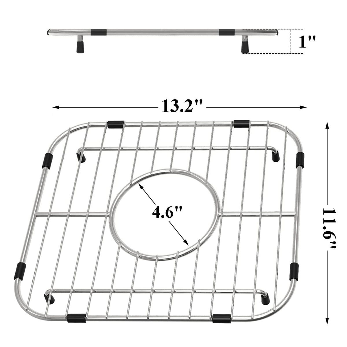 Orgneas sink protector grid dimension guide illustrating measurement for a proper fit.