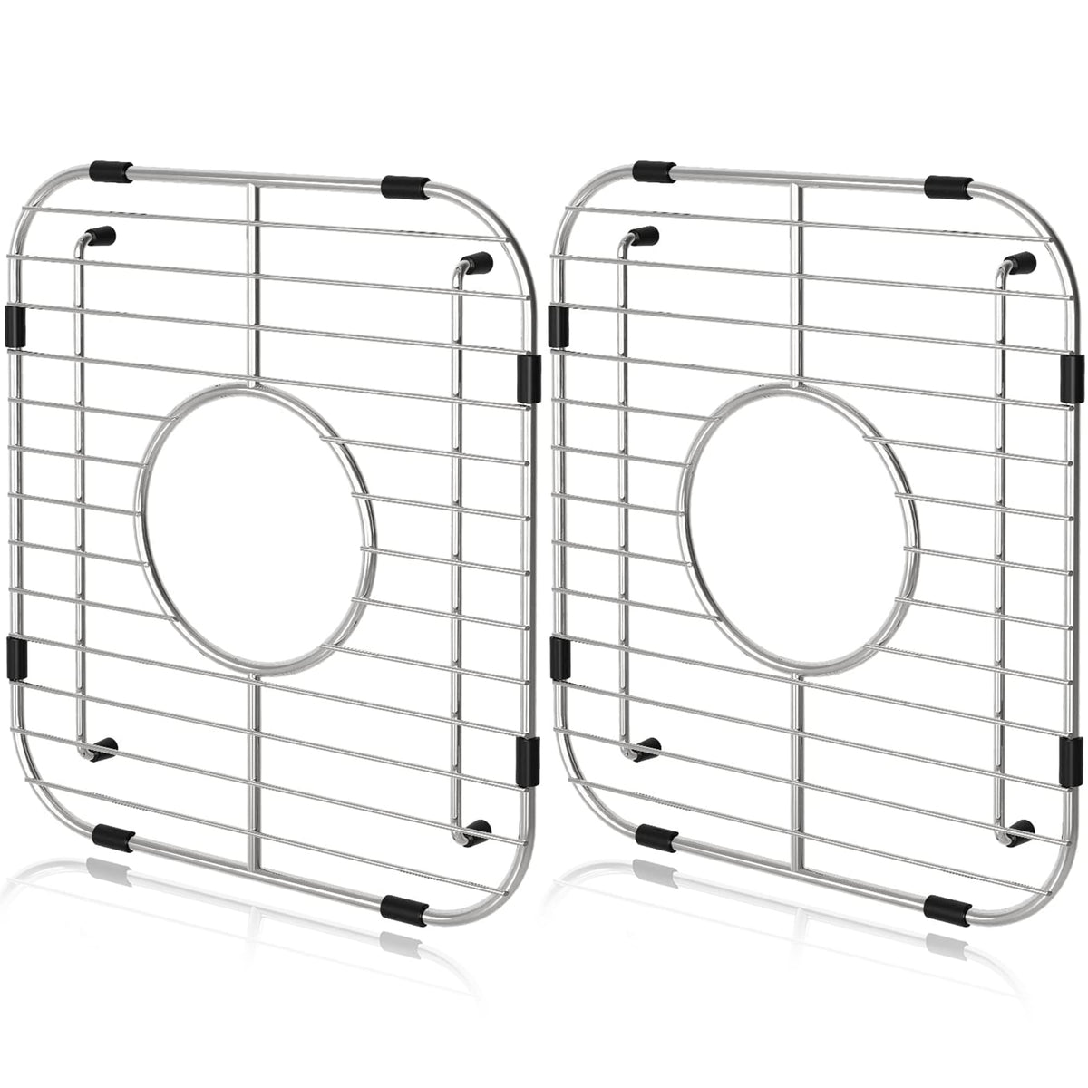 Orgneas sink protector grid with rubber feet guards the sink surface during washing.