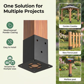 ORIGLE 4x4 post base 4-pack side view demonstrates rugged construction for pergola projects.