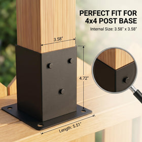 ORIGLE 4x4 post base 4-pack top view highlights inner opening suited for secure post mounting.