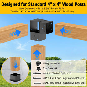 ORIGLE deer stand brackets secure 4x4 posts for stability.