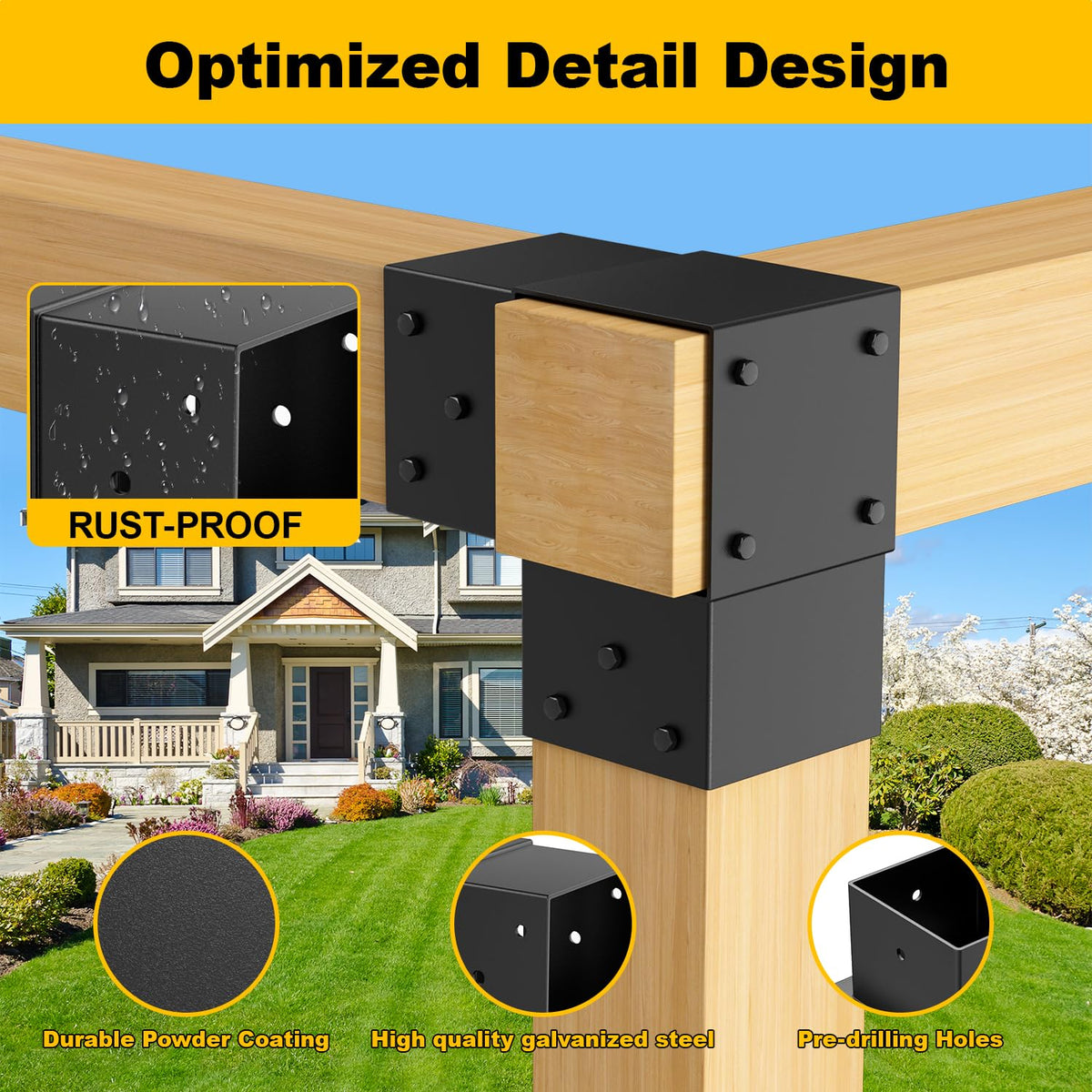 ORIGLE pergola brackets for 4x4 posts with precise fit.