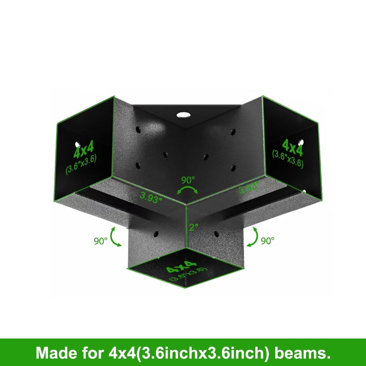 Origle pergola brackets precision-fit 3-6x3-6 inner dimension ensures stable posts.