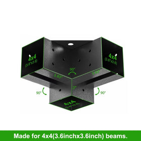 Origle pergola brackets precision-fit 3-6x3-6 inner dimension ensures stable posts.