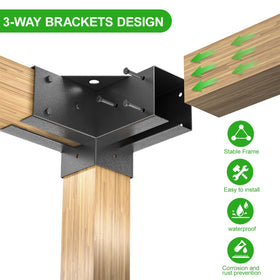 Origle pergola brackets openings support rainwater drainage and better airflow around posts.