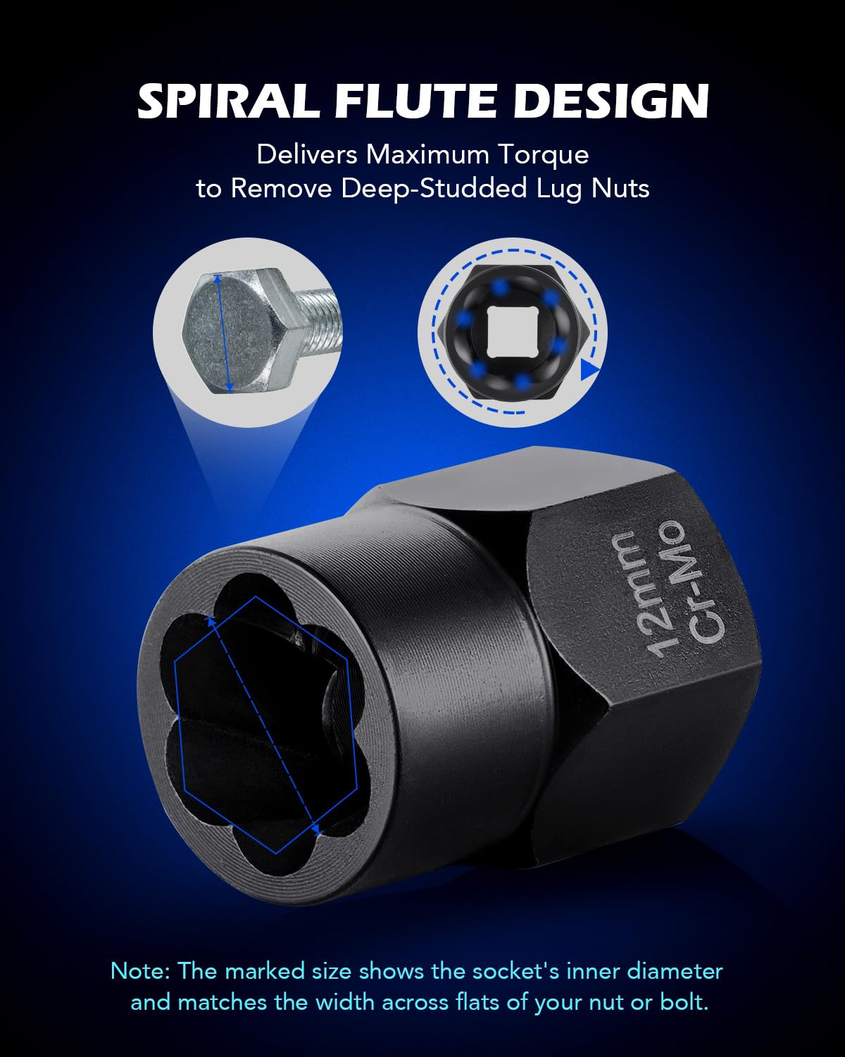 Orion Motor Tech 3/8 drive nut extractor compatible with power tools