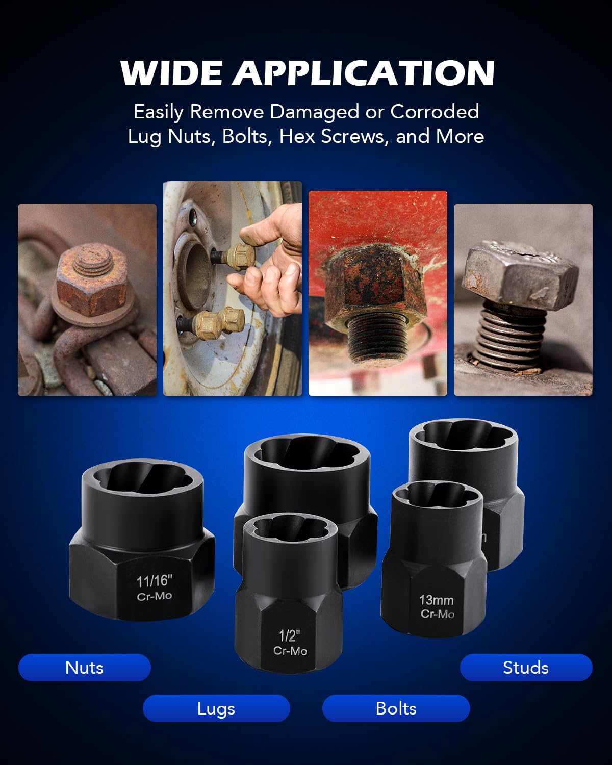 Orion Motor Tech 6 point spiral grip socket provides strong bite on damaged fasteners
