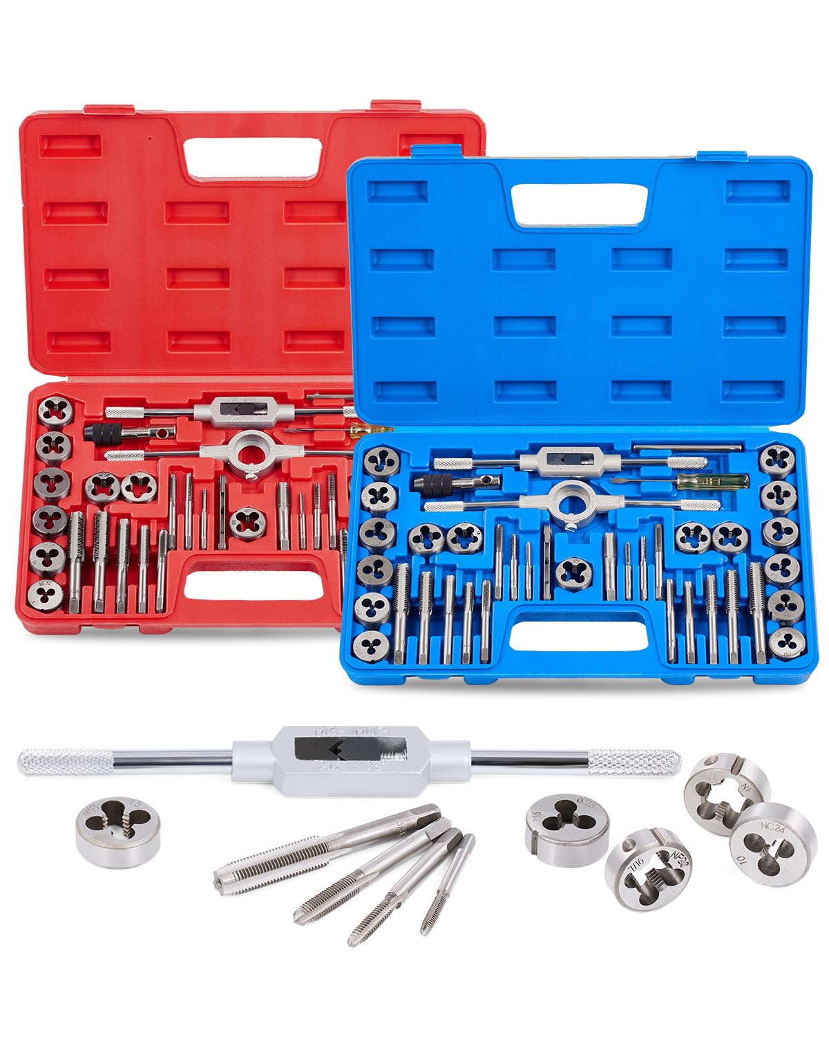 Orion Motor Tech 80pc tap and die set in case shows organized threading.