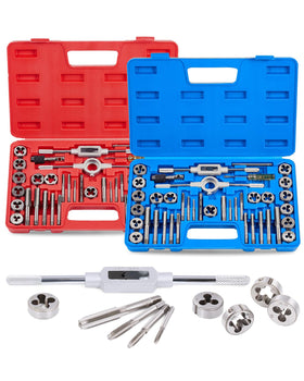 Orion Motor Tech 80pc tap and die set in case shows organized threading.
