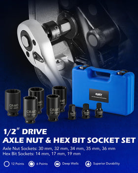 Orion Motor Tech axle nut socket 32mm deep, strong engagement for stubborn nuts