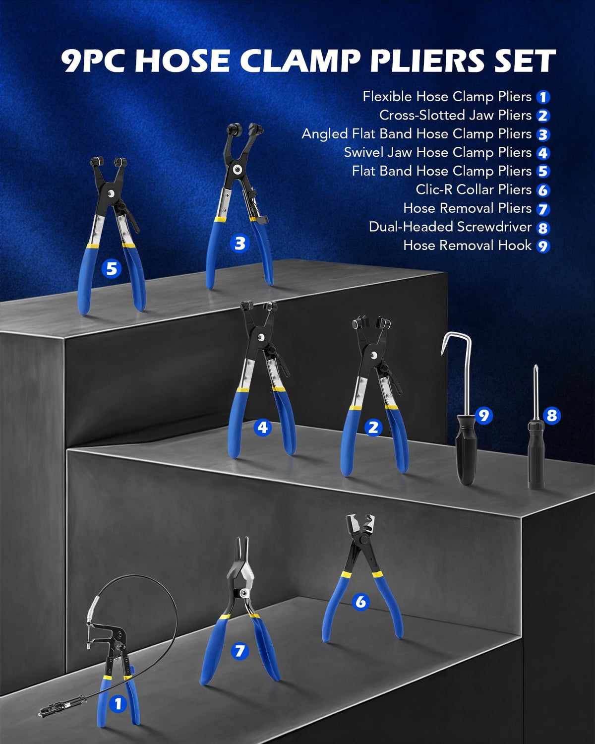 Orion Motor Tech Clic-R collar pliers secure ear-type clamps for precise use.