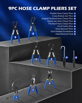 Orion Motor Tech Clic-R collar pliers secure ear-type clamps for precise use.