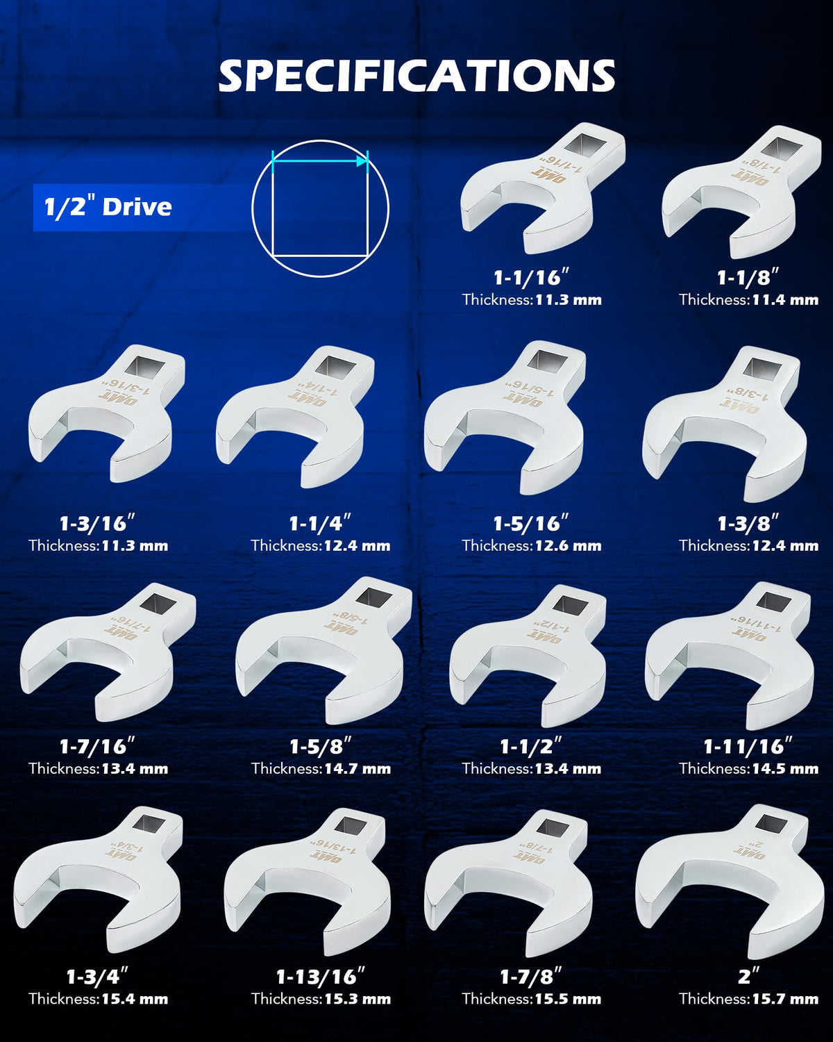 Orion Motor Tech Cr-V steel crowfoot wrenches deliver durable performance