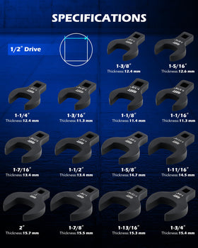 Orion Motor Tech crowfoot wrench close-up showing Cr-V steel blackened finish