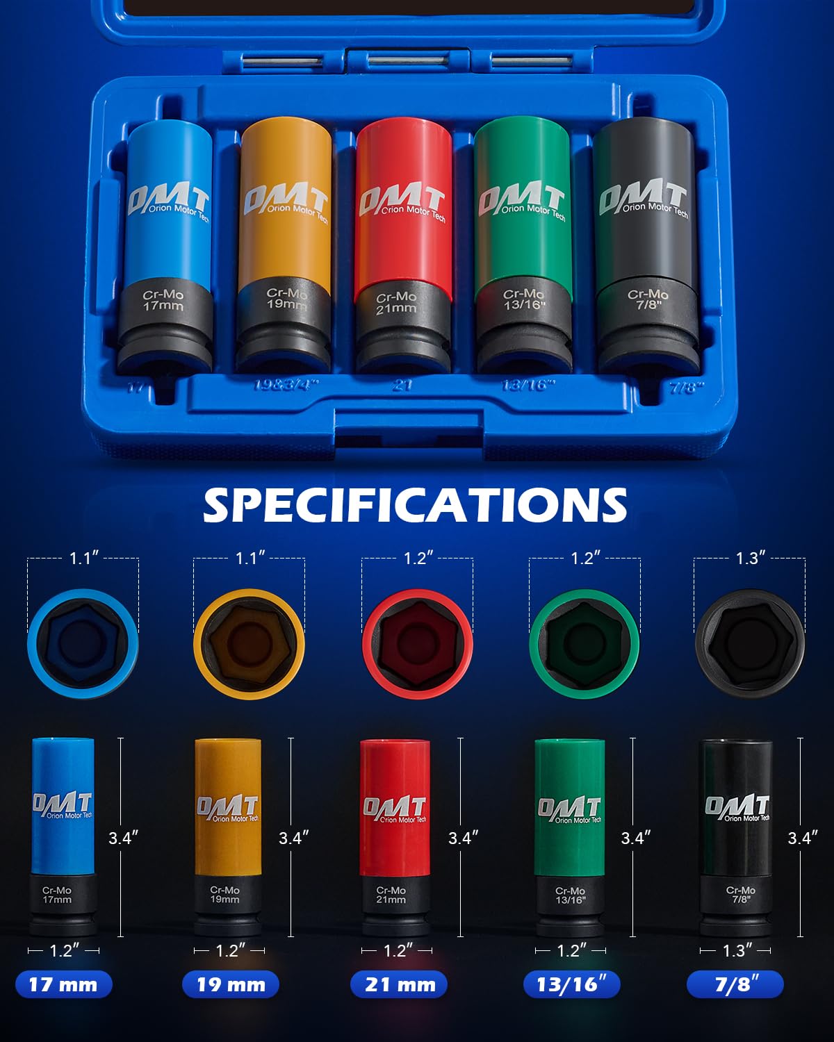 Orion Motor Tech deep-well sockets handle long fasteners with ease.