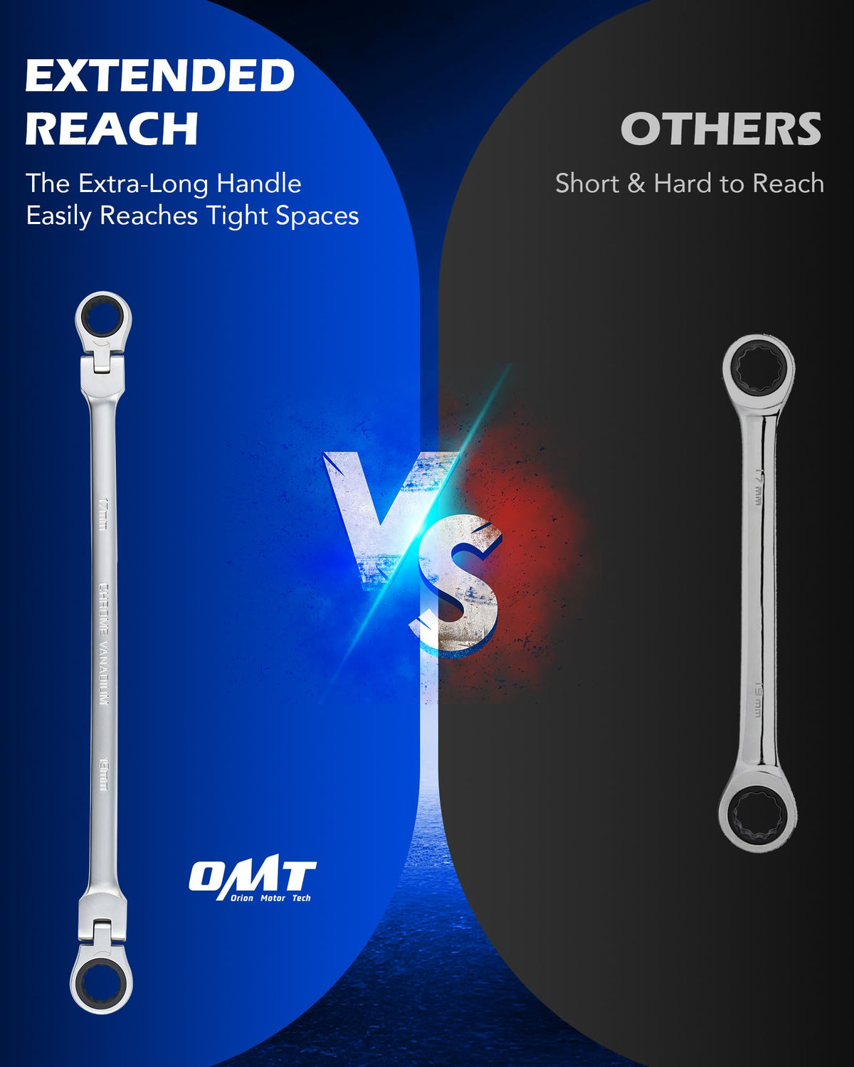 Orion Motor Tech dual flex-head for access from any angle.
