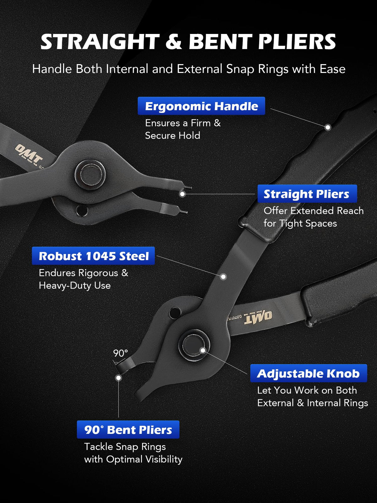 Orion Motor Tech straight 5.9in pliers with 0.04in tip for delicate fits