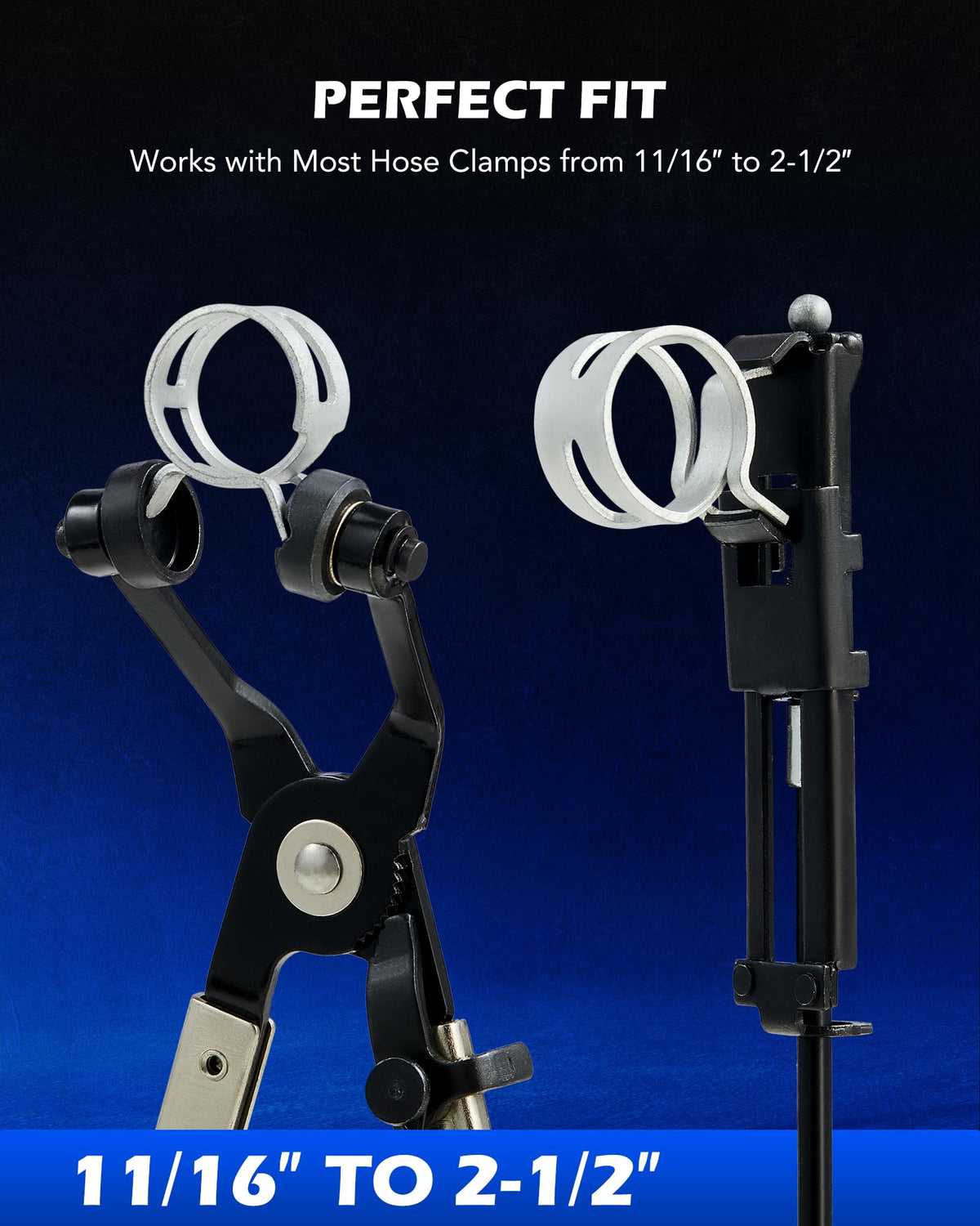 Orion Motor Tech swivel-jaw band-clip pliers offer versatile clamp access.