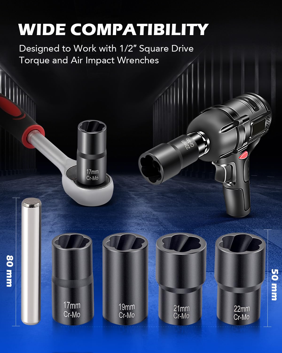 Orion Motor Tech twist socket 19mm with strong grip on stubborn fasteners.