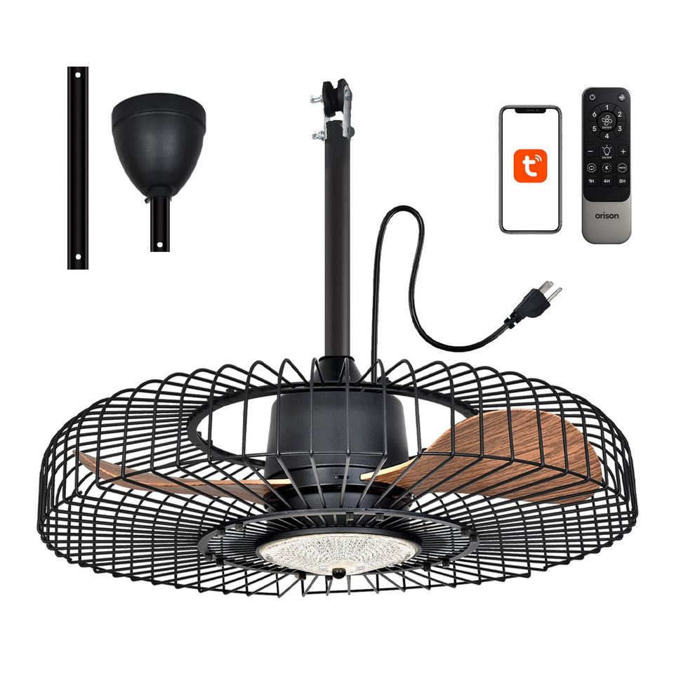 Orison 24-inch outdoor ceiling fan with lights for patios, ambient cooling.