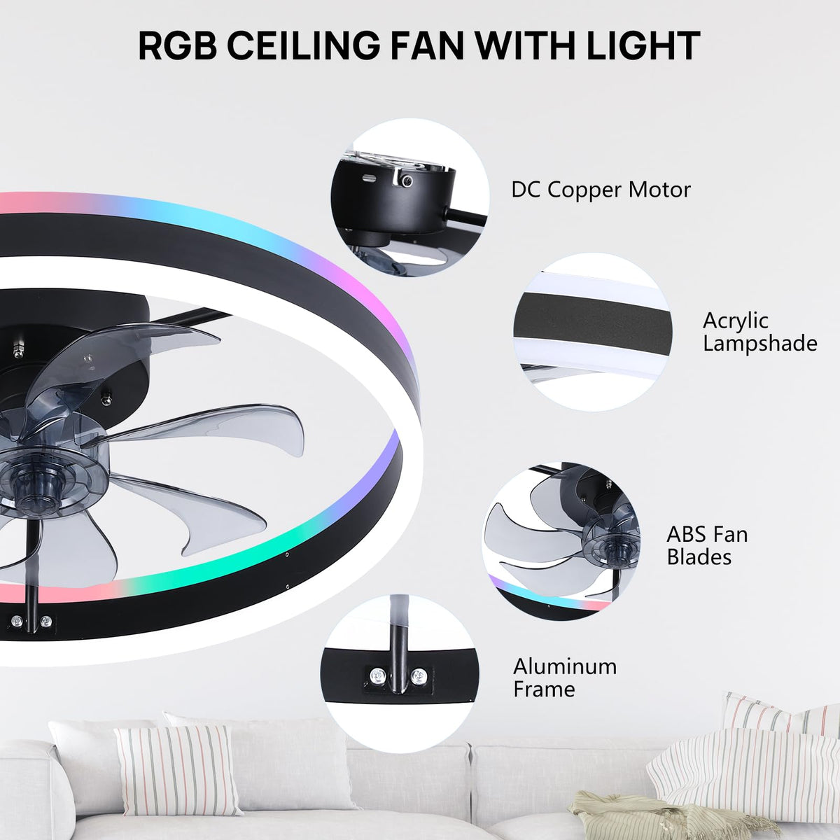 ORITHAM easy installation steps simplify mounting the ceiling fan with lights.