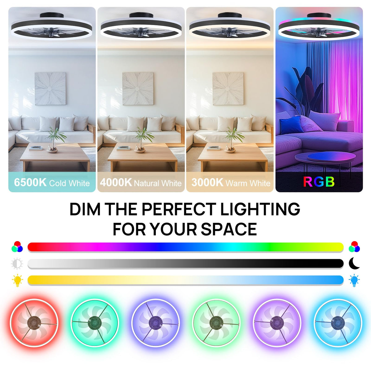ORITHAM low-profile flush mount design fits compact spaces while cooling the room.