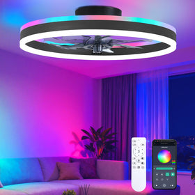 ORITHAM RGB ceiling fan light with color options for customizable ambiance.