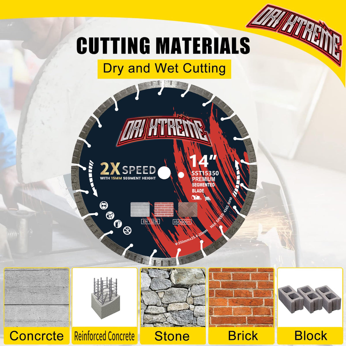 ORIXTREME blade supports wet and dry cutting performance on masonry