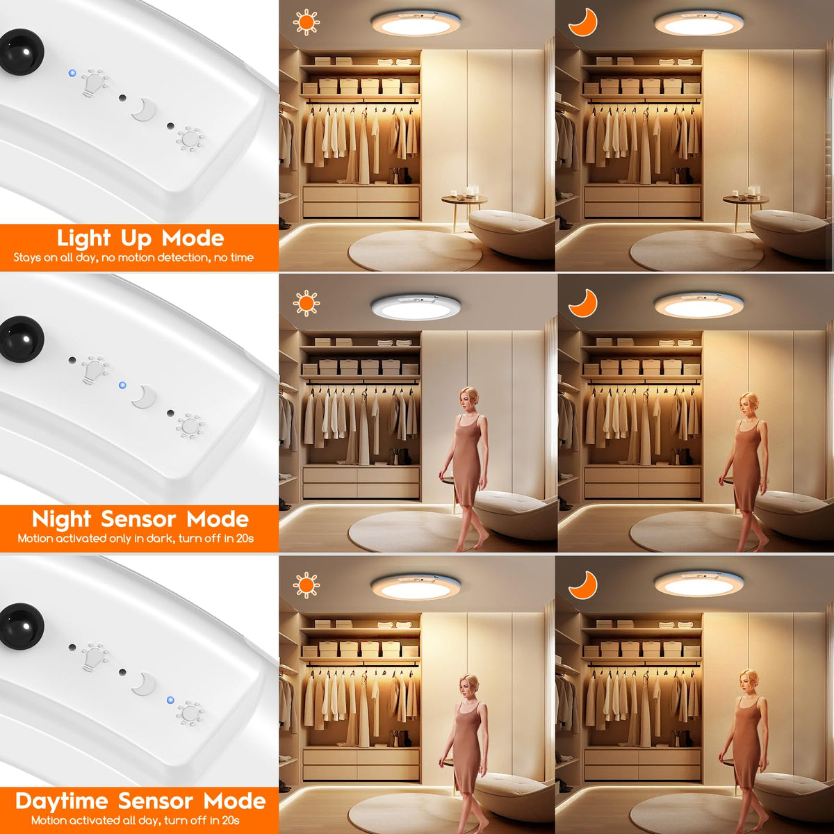 ORYAR magnetic easy-install ceiling light can be removed for charging and repositioning.