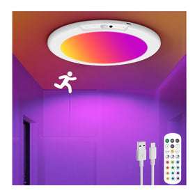 ORYAR rechargeable ceiling light mounted on ceiling, motion-activated for hands-free closet lighting.